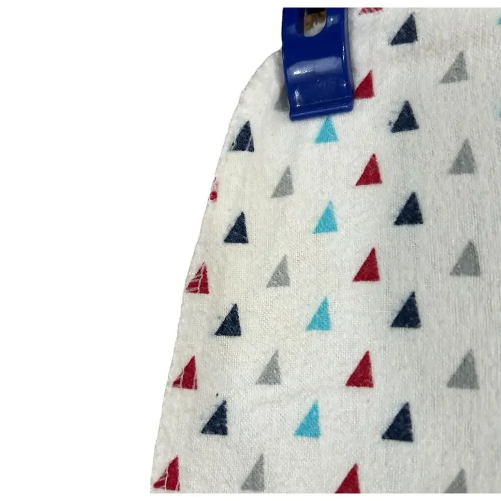 Garanimals Blue Red Gray Triangles Cotton Flannel Receiving Baby Blanket White